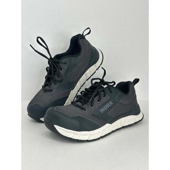 WORX Athletic Safety Steel Toe Shoes Womens 7.5W Grey Black NO INSOLE - Picture 2 of 11